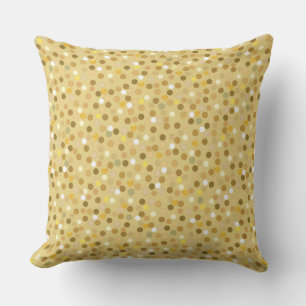 Almofada Pontos Polka em Bege, Amarelo e Branco