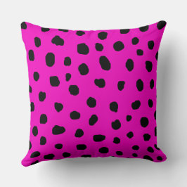 Almofada pontos preto e rosa-quente da chita dalmaciana mod