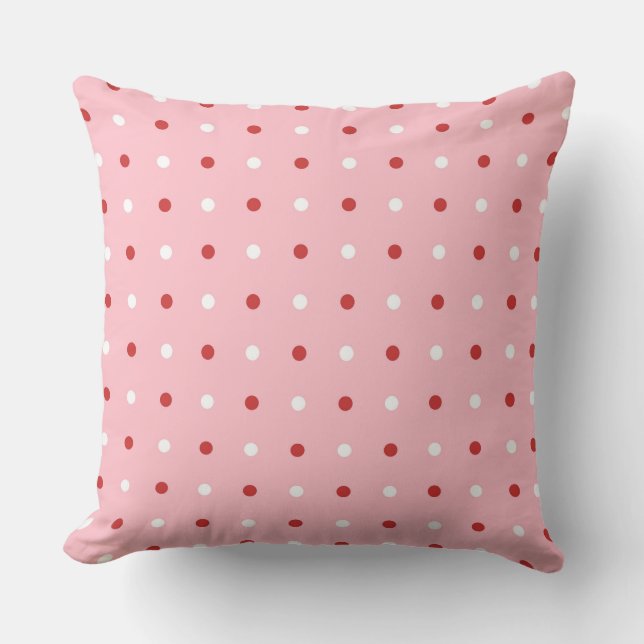 Almofada Pontos rosa, vermelho e branco (Frente)
