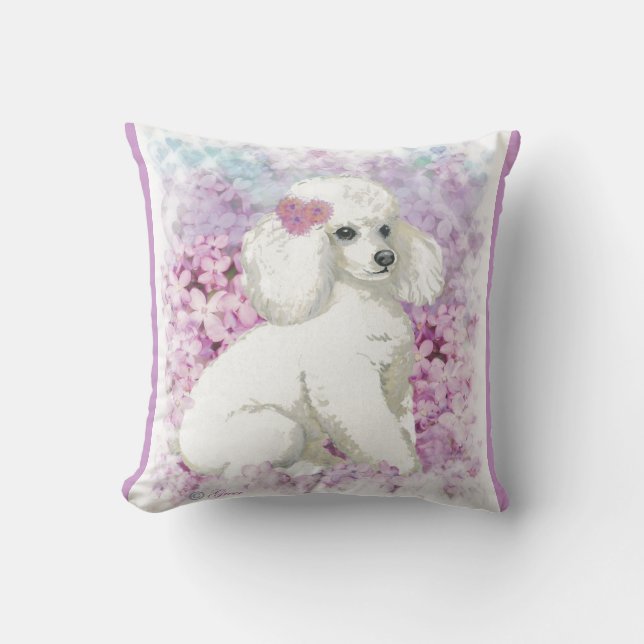 Almofada Poodle e Lilacs Brancos (Frente)