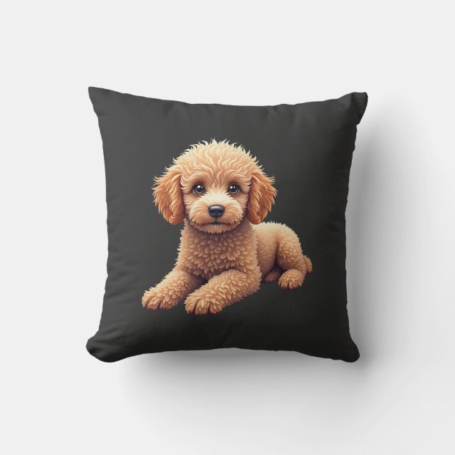 Almofada Poodle Engraçado Amante de Animais Cães Gráfico Ca (Frente)
