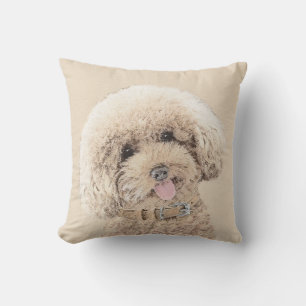 Almofada Poodle Miniature Toy Apricot Cream Brown Dog Art