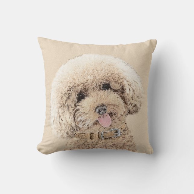 Almofada Poodle Miniature Toy Apricot Cream Brown Dog Art (Frente)
