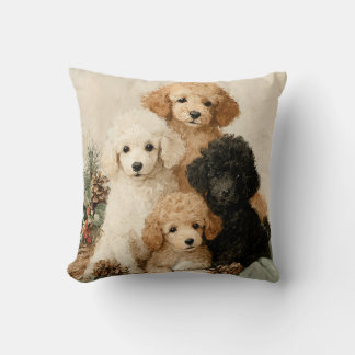 Almofada Poodle Puppies Vintage Christmas