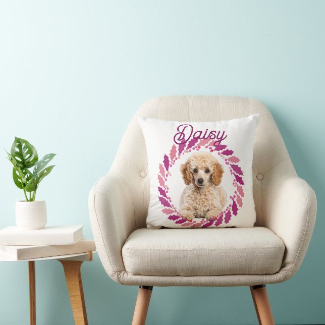 Almofada Poodle Rosa Pastel Elegante | Presente de Natal Pe (Cadeira)