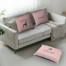 Almofada Poodle Rosa Pastel Personalizado Combinado