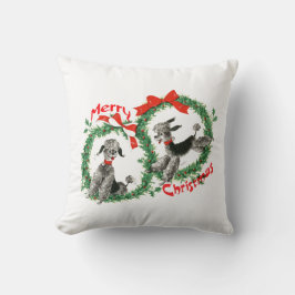 Almofada Poodles Retro Adoráveis Feridas de Natal Feliz