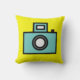 Almofada Pop art antiga câmera amarela 