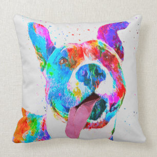 Almofada Pop art colorido de Terrier de pitbull