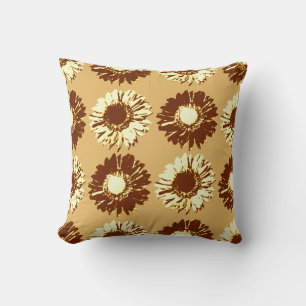 Almofada Pop Art Daisies - Castanho, Camelo e Amarelo