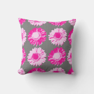Almofada Pop Art Daisies - Fuchsia Pink e Cinza
