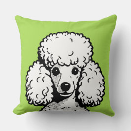 Almofada Pop Art Poodle Atomic Green & White Chic Aestético