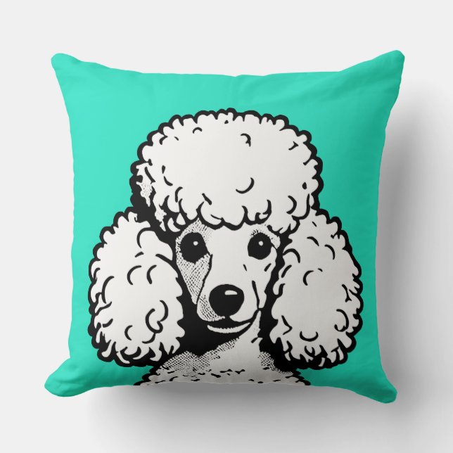 Almofada Pop Art Poodle Mint & White Chic Aestic (Frente)