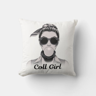Almofada Pop Art Retrô Mulher Fashion Preto e Branco