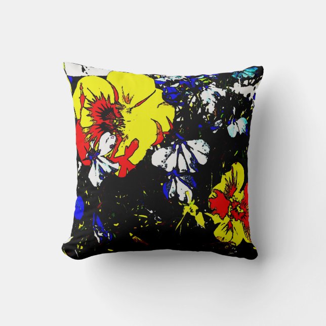 Almofada pop art style red yellow blue and white (Frente)