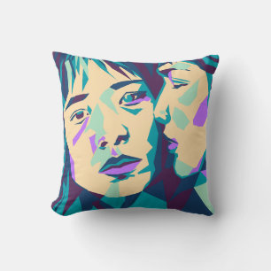 Almofada Pop Art Verde Azul e Ciano Duas mulheres