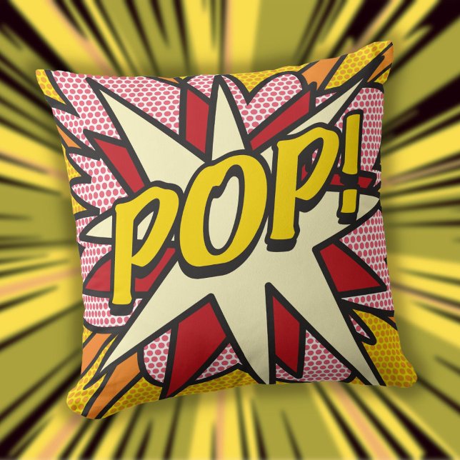 Almofada Pop de banda desenhada geométrica tipográfica mode (Criador carregado)