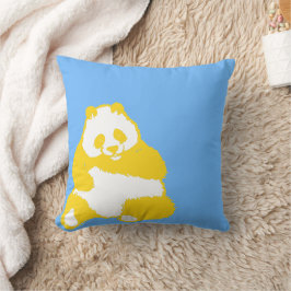 Almofada Pop Yellow Panda Sky Blue Travesseiro decorativo