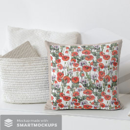 Almofada Pópias Vermelhas e Roxas Padrão