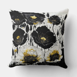 Almofada Poppias Douradas de Abstrato Pretas