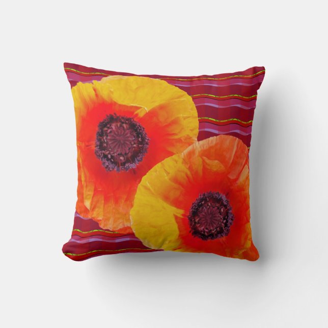 Almofada Poppies Laranja Brilhantes (Frente)