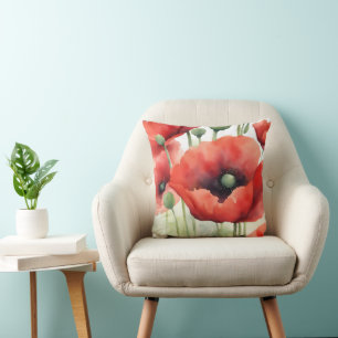 Almofada Poppies Modern Watercolor