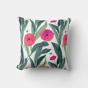 Almofada Poppy Botânico Inspirado por Aquarela