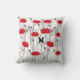 Almofada Poppy flower gift botanical pretty monogram
