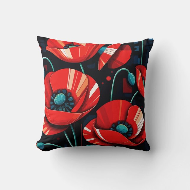 Almofada Poppy Papaver flowers (Frente)