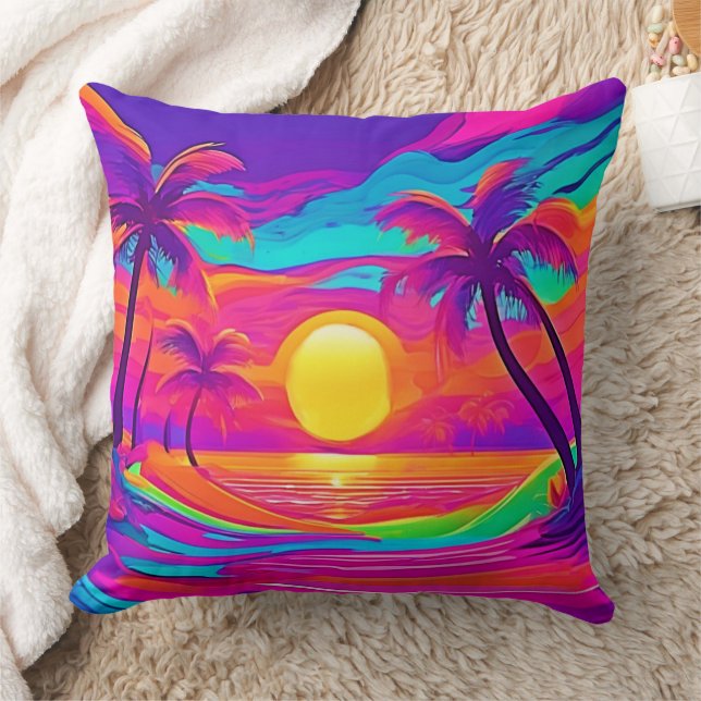 Almofada Pôr do Sol Azul e Laranja (Cobertor)