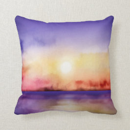 Almofada Por do sol bonito da aguarela todas as opções