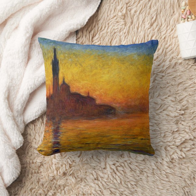 Almofada Pôr do Sol de Monet Veneza Impressionismo Artístic (Cobertor)