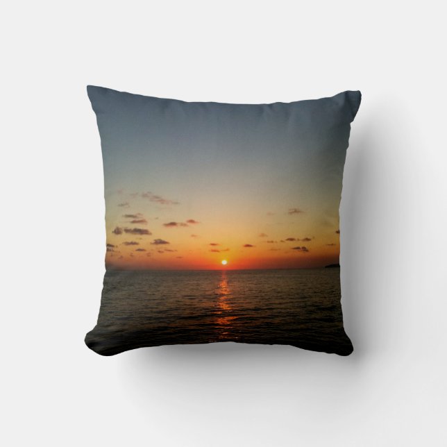 Almofada pôr do sol lindo oceano amarelo laranja vermelho (Frente)