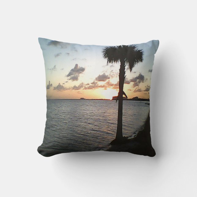 Almofada Pôr do Sol na Praia (Frente)