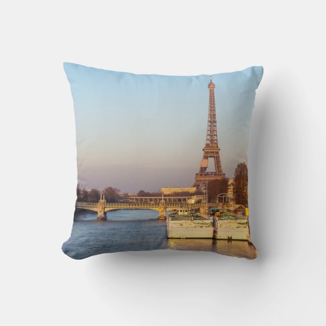 Almofada Pôr do sol na torre Eiffel e Pont Rouelle - Paris (Frente)