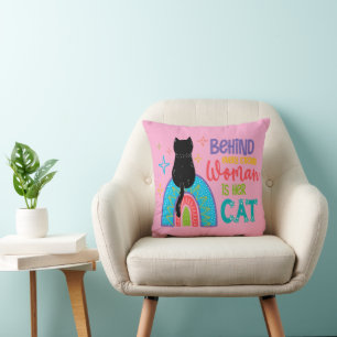 Almofada Por Trás De Cada Mulher Forte Está O Gato Dela