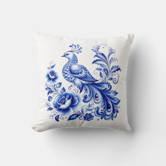 Almofada Porcelana Tradicional de Cobalto Arte Folclórica D