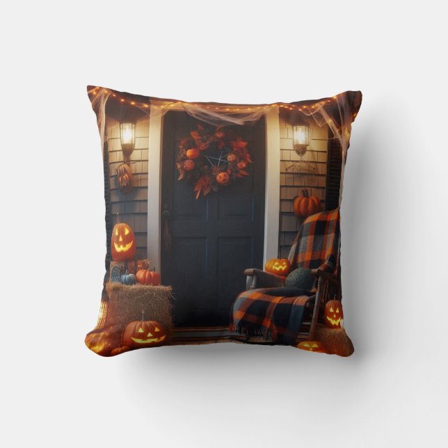 Almofada Porch e aranha do Halloween (Frente)