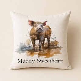 Almofada Porco aquarela personalizado estilo fazenda rústic