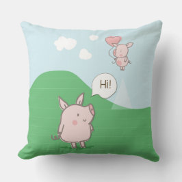 Almofada Porco Flutuante Bonito Dizendo Oi