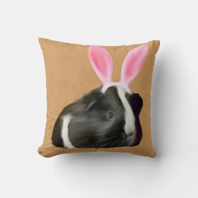 Almofada Porco páscoa, preto e branco (Frente)