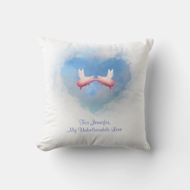 Almofada Porcos Voadores Em Travesseiro Personalizável Com  (Frente)