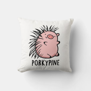 Almofada Porky-Pine Funny Porcupine Pig Pun