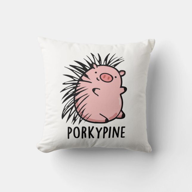 Almofada Porky-Pine Funny Porcupine Pig Pun (Frente)