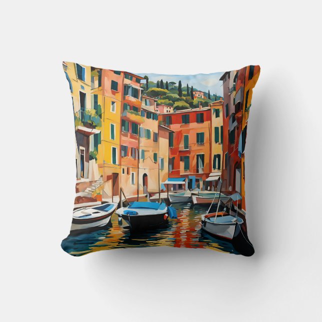 Almofada Portofino Itália — Barcos de Navegação Mediterrâni (Frente)