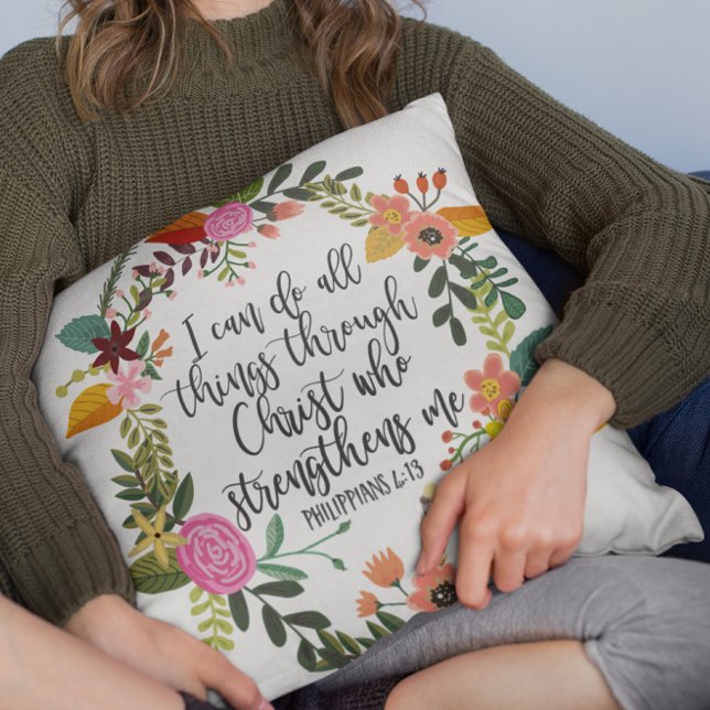 Almofada Posso fazer tudo através do Cristo, Philippians (Criador carregado)