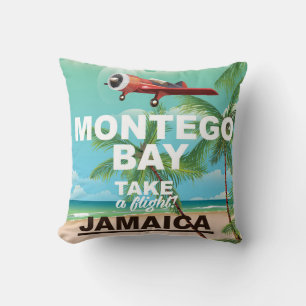 Almofada Poster das viagens vintage de Montego Bay Jamaica