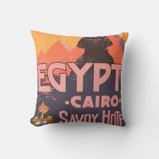 Almofada Poster das viagens vintage do Cairo Egipto (Frente)