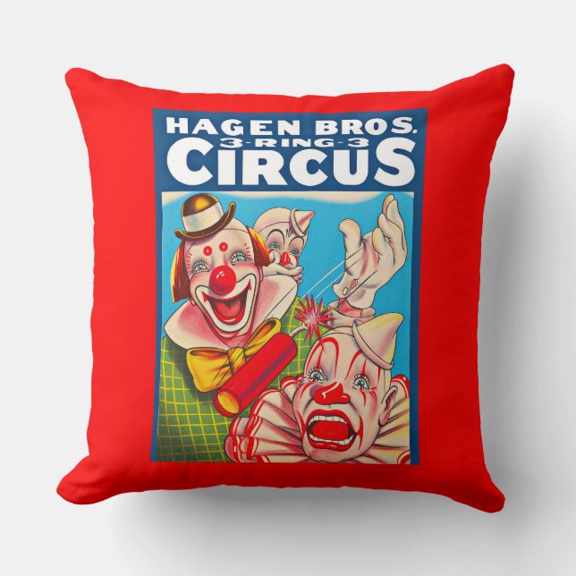 Almofada poster de 1950 Hagen Brothers Circus (Frente)