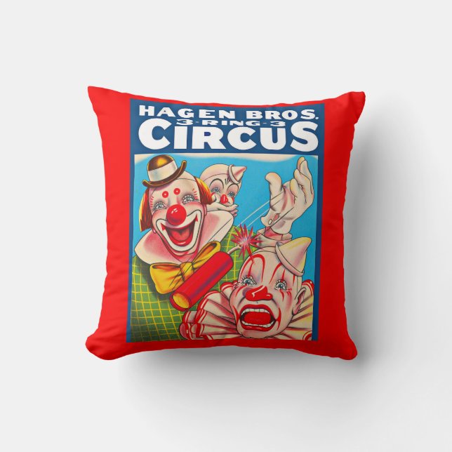 Almofada poster de 1950 Hagen Brothers Circus (Frente)